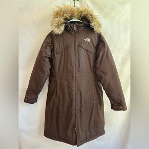 The North Face Chocolate Brown Jacket with Fur Trim